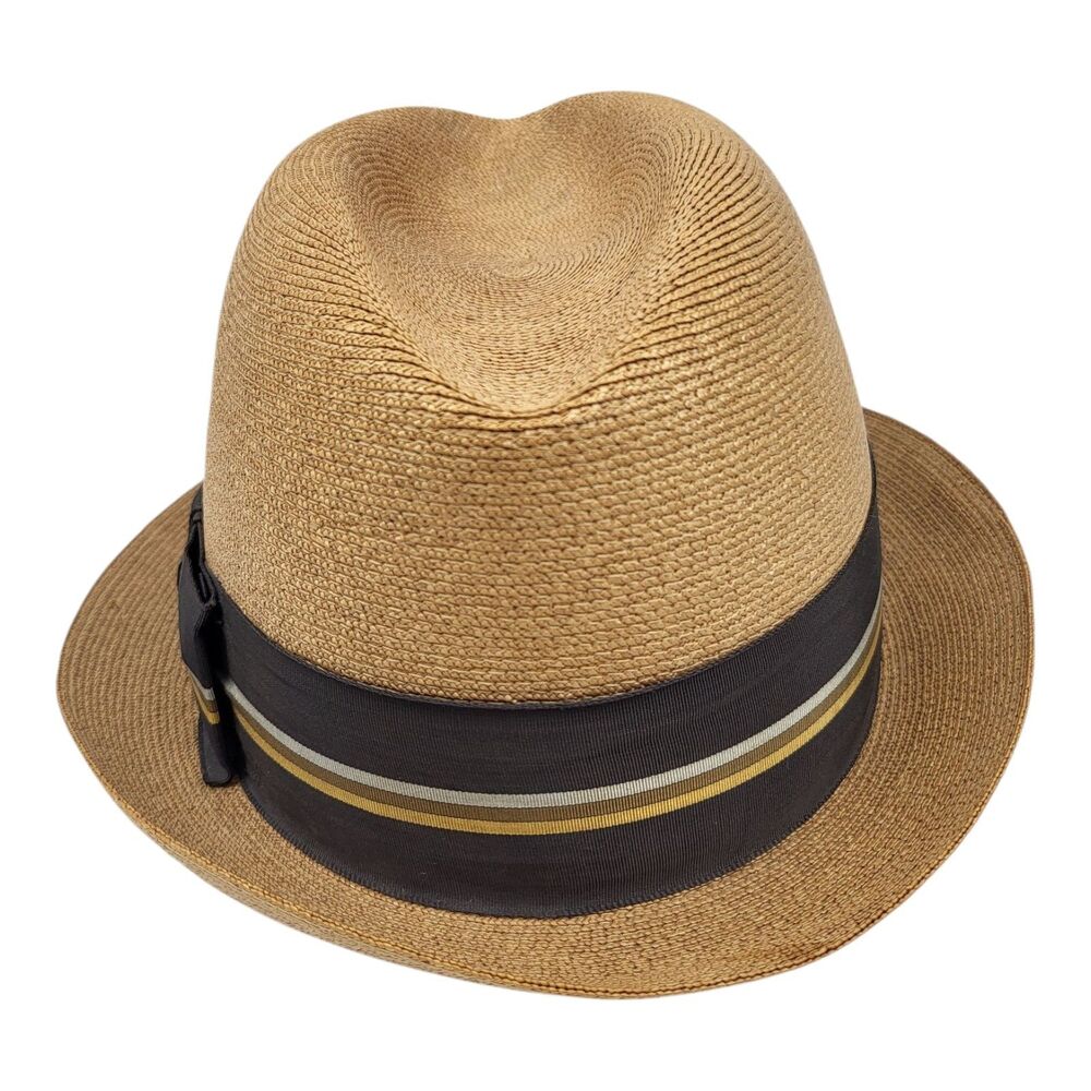 Vintage 1960s Mid Century MCM Hat Taupe W Striped Band sz 7 Keen's Colonials - Picture 1 of 11